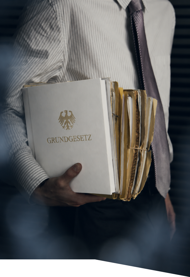 Person mit Grundgesetz-Ordner